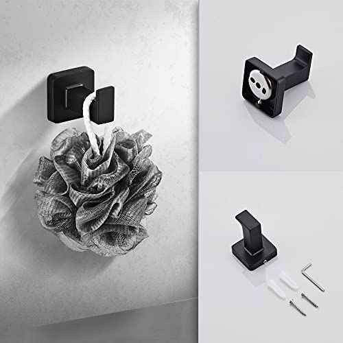 Matte Black Bathroom Hardware Set 8 Pieces,Towel Bar Set Stainless Steel Wall Mounted, Includes 23.6In Hand Towel Bar, Towel Ring, Robe Towel Hooks,Toilet Paper Holder, Bathroom Towel Rack Set