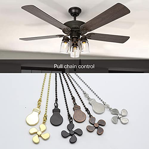Antique Bronze Ceiling Fan Pull Chain Set - 4 Piece Pendant Extender with Ball Connector, 12 Inch Length