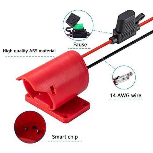 Power Wheel Adapter Compatible for Milwaukee 12V Battery with Fuse & Wire terminals, Power Connector for Robotics, DIY use, Work for 48-11-2420 48-11-2411