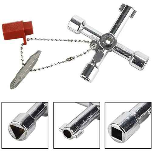 2 Pcs 4 Way Cross Key, Multifunction Universal Opening Cross Key for Gas Meter,Plumbers, Faucet, Electricians, Train Door, Electrical Cupboard Box Elevator water Meter Valve Opening