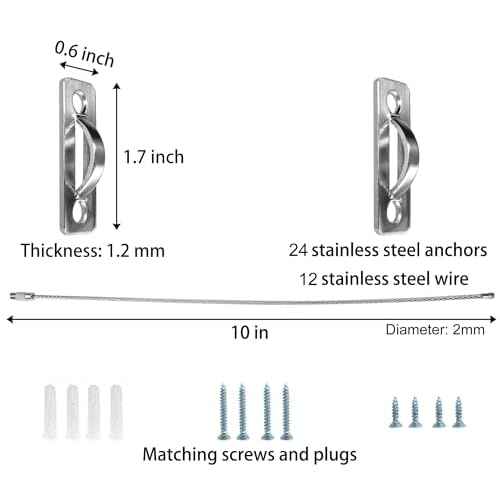 12 Sets Anti Tip Furniture Anchors for Baby Proofing, Earthquake Straps, Furniture Secure to Wall Anchors, Childproof and Home Safety, 10in