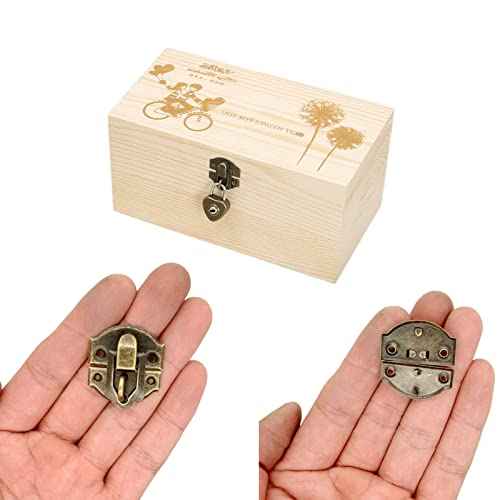 Dophee 12pcs Antique Brass Decorative Hasp Jewelry Wooden Box Hasp Latch Lock with Screws