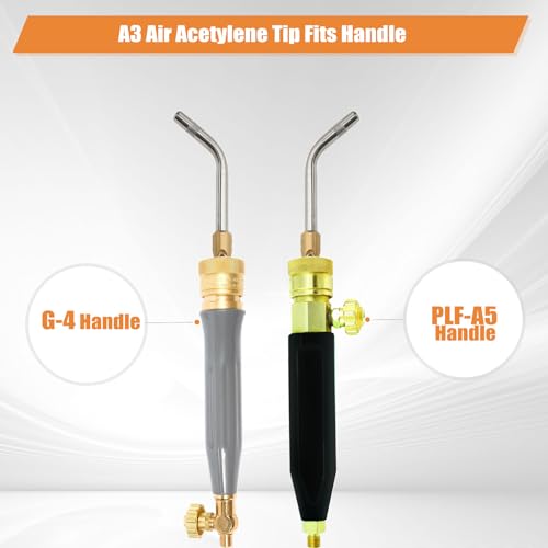 0386-0101 A-3 3/16" Air Acetylene Tip for Torch G-4 or PLF-A5 Handles, Soft Solder 1/4" to 1", Silver Braze 1/8" to 1/2", Manual Lighting, Quick Connect, Removable Orifice Screw