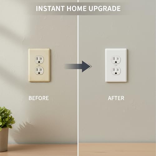 Bates Choice Duplex Wall Outlet Receptacle Wall Plate - White, 4.5 x 2.75 inches, Pack of 12 - Standard Size