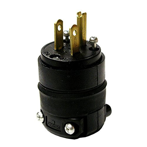 Leviton 515PR 15A Grounded Rubber Plug 125V - 10 Pack Black