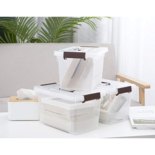 4 Pack-Plastic Storage Bins with Lids and Handle, Clear Plastic Latching Box for Storage, Stackable Storage Containers for Organizing, Multi-Purpose, 7 Quart