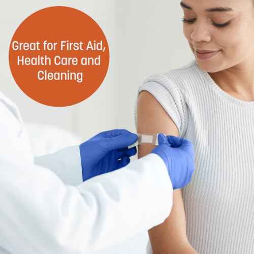 Caring Nitrile Exam Gloves, Blue, Powder-Free, Disposable Gloves for Medical Care, First Aid, Cleaning, Food Prep