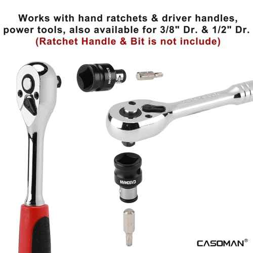 CASOMAN Bit Socket Adapter Set -1/4" *3/8" Dr. 1/4"*1/2" Dr., 5/16" *1/2" Dr.,1/4-Inch Dr. Hex Power Bit Holder & 5/16" 1/4-Inch Dr.Hex Power Bit Holder Set 6 Piece Impact Coupler Set