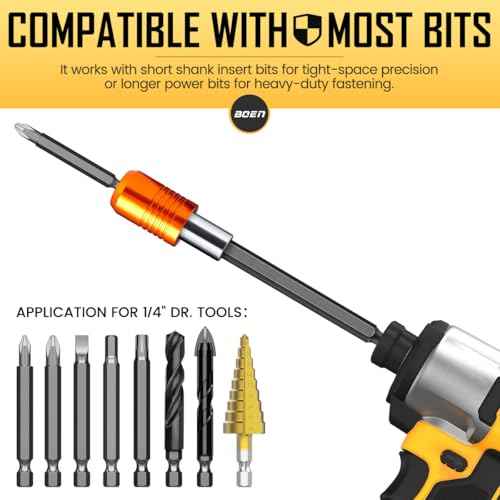 boen 2PCS Magnetic Drill Bit Holder, 4" Quick Change Drill Extension, 1/4" Hex Shank, for Impact Driver Screwdriver Bits Use