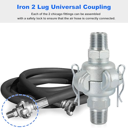 Air Hose Fitting Replacement Chicago Air Fitting 1/2, NPT Male End Chicago Air Fitting, 0.5" Iron 2 Lug Universal Coupling