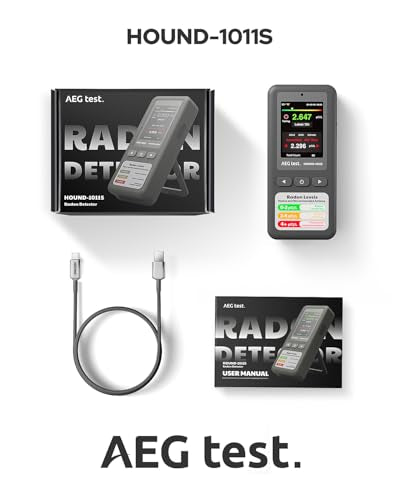 AEGTEST HOUND-1011S Portable Radon Detector Grey - Home Safety Monitor with Alarms