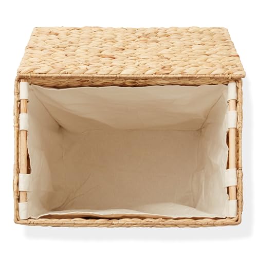 Casafield Natural Large Laundry Hamper with Lid, Removable Liner Bag, Water Hyacinth