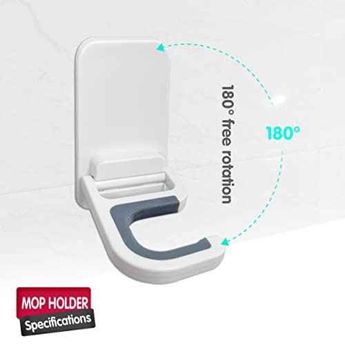 3Pack Broom and Mop Holder Wall Mount, Grippers No Drilling Self Adhesive, Anti-Slip Mop Handle Hanger Dustpan House hold Cleaning Organizer Rack Wall Mounted Utility Rack