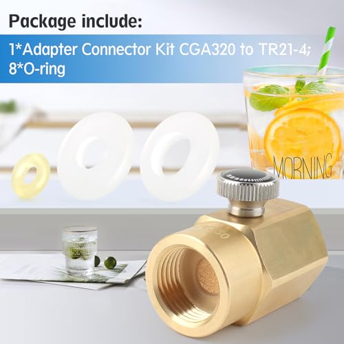 CO2 Adapter Kit CGA320 to TR21.4 for Soda Makers, Refill Connector with O-rings