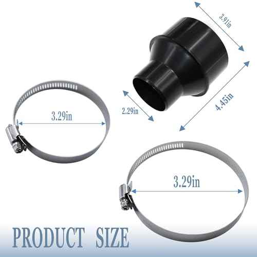 4"" to 2-1/2"" Hose Cone Reducer Attachment for Dust Hoses and Dust Collection Systems, Dust Collection Reducer Fitting with 2 Stainless Steel Clamps