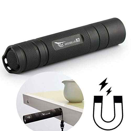 WISSBLUE X2 1600 High Lumens Tactical Flashlight Rechargeable with Magnetic Base COB, 6 Modes EDC Flashlight Men Gift