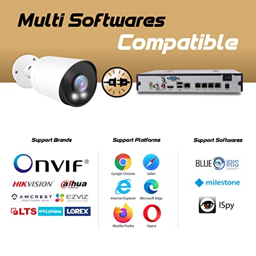 Marquis 4MP PoE IP Bullet Camera with Audio, IP Security Camera Outdoor Rated, Waterproof IP66, 108¡Æ Wide Angle 2.8mm Lens (Color Night) NDAA Compliant