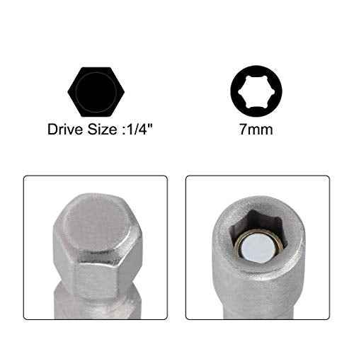 uxcell 1/4" Quick-Change Hex Shank 7mm Magnetic Nut Setter Driver Drill Bit, 150mm Length, Metric