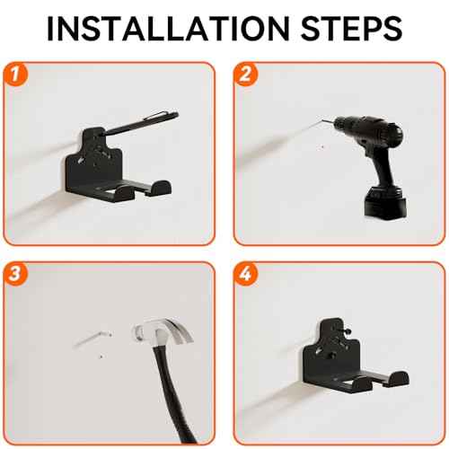 Garage Organization Storage Trimmer Rack, Garden Power Tool Hanger for Grass Trimmer, Hedge Trimmer, Garden Tools, Heavy Duty Weed Whackers Holder Wall Mounted Tool Organizer, 1 Pack