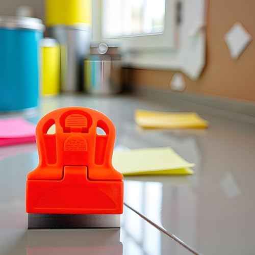 Orange Mini Razor Scrapers, Mini Plastic Handle Steel Blade Window Paint Scraper, Wallpaper Sticker Decal Residue Label Removal, Putty Knives