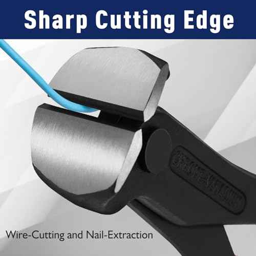 7 Inch Nail Puller, Blue, End Cutting Pliers, High Leverage End Cutting Nipper, Carpenters Pincers, End Snips for Pulling Nails or Cutting Wires