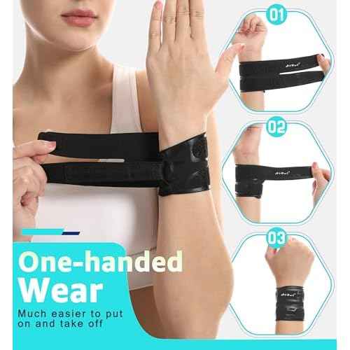 HiRui Wrist Brace Wrist Wrap for TFCC Tears, Ultra-thin Compression Wrist Strap Wrist Support for Workout Basketball Tennis Weightlifting Tendonitis Carpal Tunnel Syndrome-Adjustable (Black, 1 Pack)