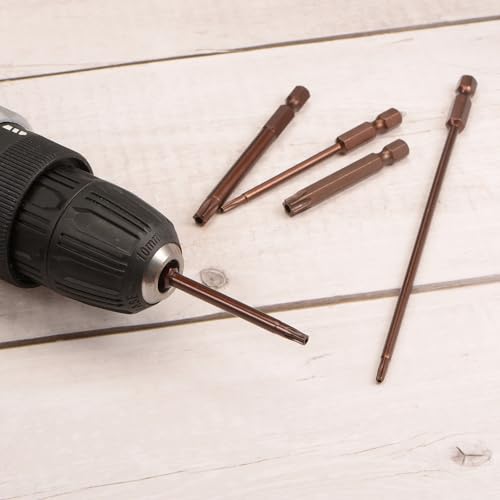 HARFINGTON 5pcs T15 Torx Bit 1/4" Hex Shank 6" Length Magnetic Security Star Screwdriver Power Tool, Red