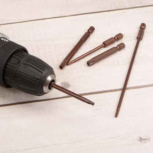 HARFINGTON 5pcs T15 Torx Bit 1/4" Hex Shank 6" Length Magnetic Security Star Screwdriver Power Tool, Red