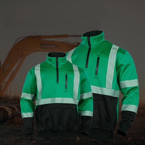 FONIRRA High Visibility Reflective Hoodies for Men Cold Weather Zip Safety Sweatshirts ANSI Class 3 Hi Vis Work Construction Jackets