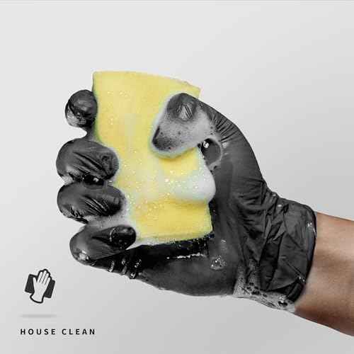 Nitrile Disposable Gloves, 4.5 Mil Black Powder-Free Latex-Free Food-Safe Glove for Exam, Tattoo, Food Prep, 100 Pcs