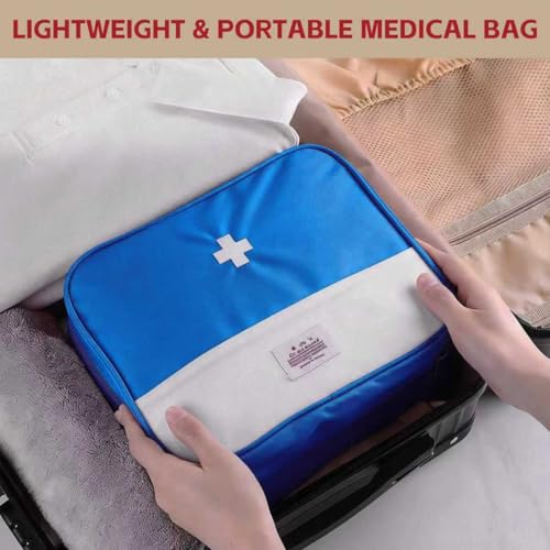 Portable First Aid Bag with Multiple Pockets for Emergency, Travel, Camping & Home Use