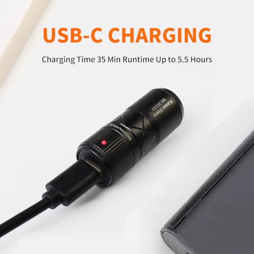 World's Smallest Zoomable EDC Flashlight ? 130 Lumen, USB-C Rechargeable, Magnetic Base, Replaceable Battery, IP54 Waterproof, 1.91in Keychain Light