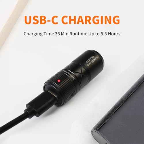 World's Smallest Zoomable EDC Flashlight ? 130 Lumen, USB-C Rechargeable, Magnetic Base, Replaceable Battery, IP54 Waterproof, 1.91in Keychain Light