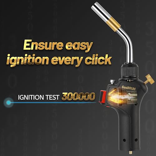Propane torch Head with Igniter, High Intensity Torch Head with 2 Flame Tubes, Trigger Start Gas Torch, Mapp Gas Torch Head,Gas Torch Kit,Soldering Torch,Blow Torch Fuel by Propane,MAPP