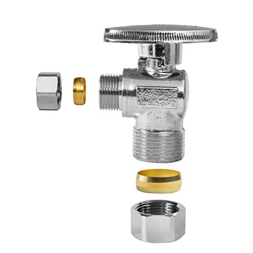 GUOFIS 10-Pack Angle Compression Stop Valves 1/4 Turn Shut Off Brass Plumbing Fittings