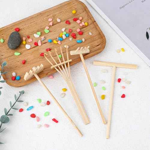 4 Pack Miniature Tabletop Rock Sand Zen Garden Accessories, Mini Zen Garden Rake Tools, Zen Sand Garden Rake Set, Small Rakes for Garden Beds, Mini Sand Stamp Rakes for Home Gift Garden Decor