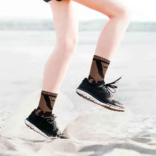 Copper Ankle Brace Copper Infused Support for Men & Women (Pair), Best Ankle Compression Sleeve Socks for Plantar Fasciitis, Sprained Ankle, Achilles Tendon, Pain Relief, Recovery