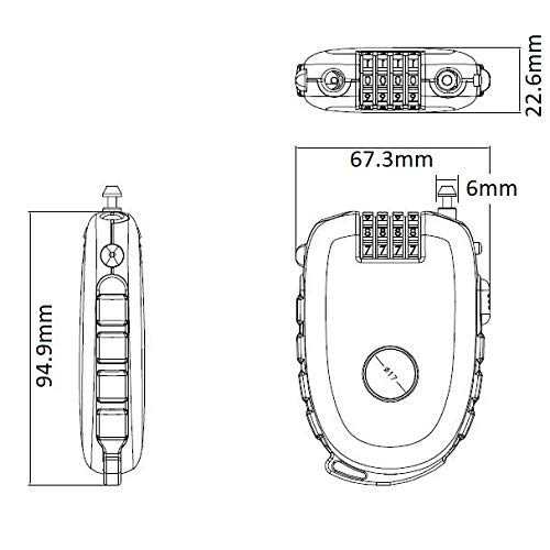 Bosvision Ultra-Secure 4-digit Combination Lock with 3 Feet Retractable Cable for Bike, Ski, Snowboard and Stroller