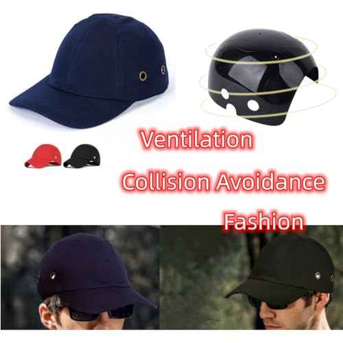 Baseball Bump Cap, Safety Hard Hat Style Comfortable Lightweight Head Protection Cap Adjustable Four Vents Protective Hat for Men Women