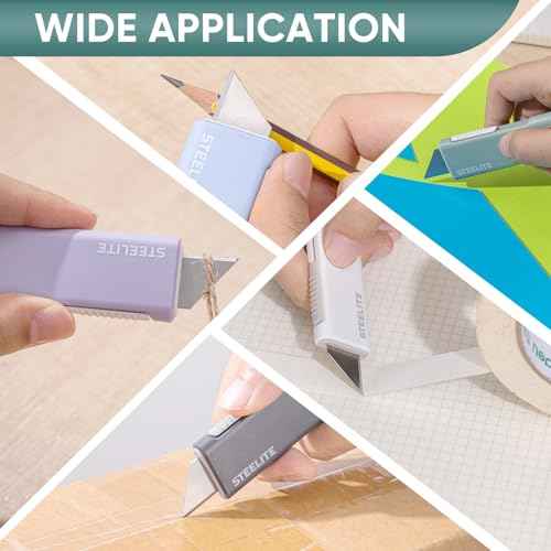 STEELITE 5pcs Mini Box Cutter, Retractable Letter Opener, Easy Cut for Package, Envelope, Box, Paper, Rope, Perfect for Daily, Office, Christmas Gift