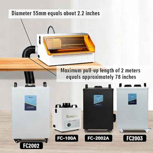 FumeClear Duct Hose fume extractor retractable heat resistant duct hose, 78 inches long. (50mm Diameter) Suitable for laser engraving machine enclosures with connection ports of less than 50mm.