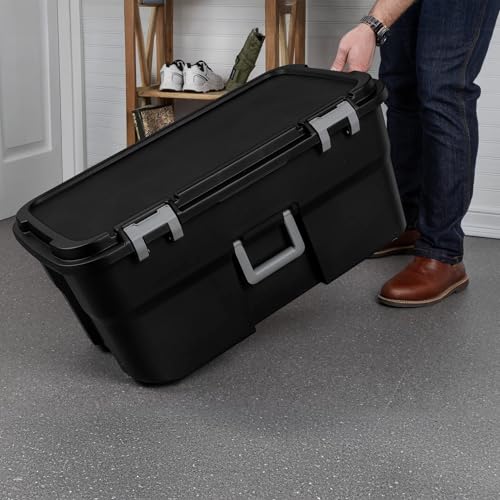 Heavy-Duty Lockable Plastic Footlocker with Wheels for Storage & Travel