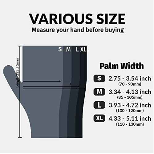 Klex Nitrile Exam Gloves - Medical Grade, Powder & Latex Free, Food Safe, Black, 100, 1000 Count, S, M, L, XL