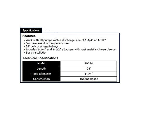 Superior Pump 99624 Universal Discharge Hose Kit, 24-Feet, with 1-1/4-Inch and 1-1/2-Inch Adapters