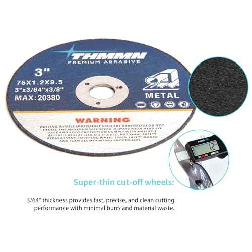 10pcs Cut-Off Wheels 3" x 3/64" x 3/8" Arbor for Die Grinder, Aggressive Cutting Wheel for Metal Stainless Steel, Cutter Disc