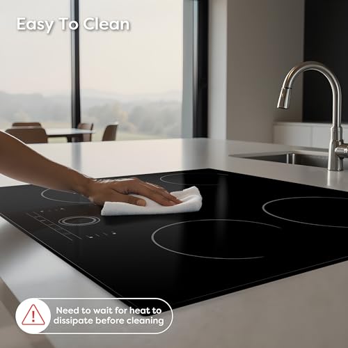 CDV 24 Inch Electric Cooktop with 4 Burners 6000W Black - Touch Control