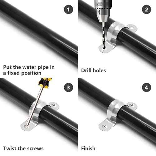 30Pcs M12 Rigid Pipe Strap, 1/2" Stainless Steel 2 Holes Cable U Bracket Pipe Clamp for Fixing Pipe or Cable, 0.47" Width