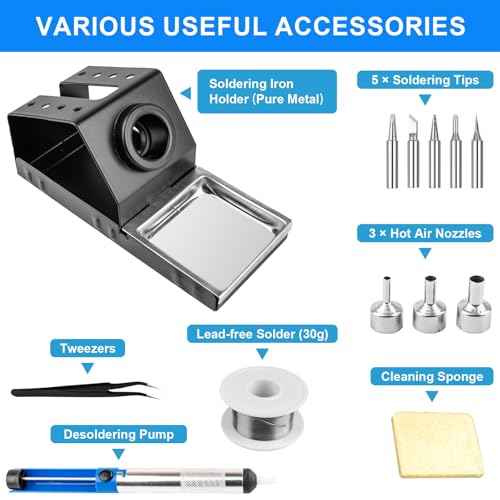 2 in 1 Hot Air Rework Soldering Iron Station Kit, Precision Circuit Board Soldering Gun Kit, Rapid Heat up Solder Station, Upgrade Dual System Independent Control, Auto Sleep & Calibration
