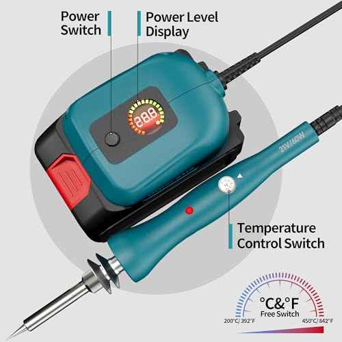 Cordless Soldering Iron Kit for Makita 18v Battery,Portable 60W Soldering Iron Station Kit with Electric Charge Display with 5pcs Tips,Solders Wire and Rosin,for DIY,Repair(Battery Not Included)