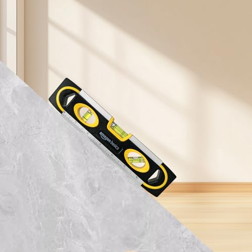 9-Inch Magnetic Torpedo Level and Ruler - Accurate Bubble Vials, Lightweight, Black